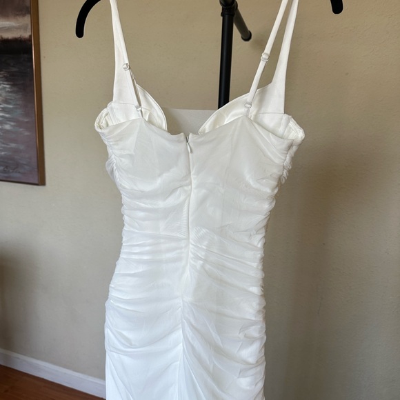 HOUSE OF CB Lini White Mesh Maxi Dress white ruched size S D-DD Plus cup NWOT - Picture 12 of 13